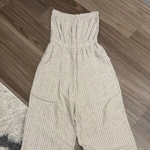 Abercrombie & Fitch Beige Striped Jumpsuit